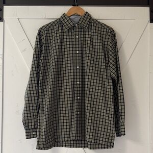 Tommy Hilfiger Navy and Beige Plaid Button Down Shirt